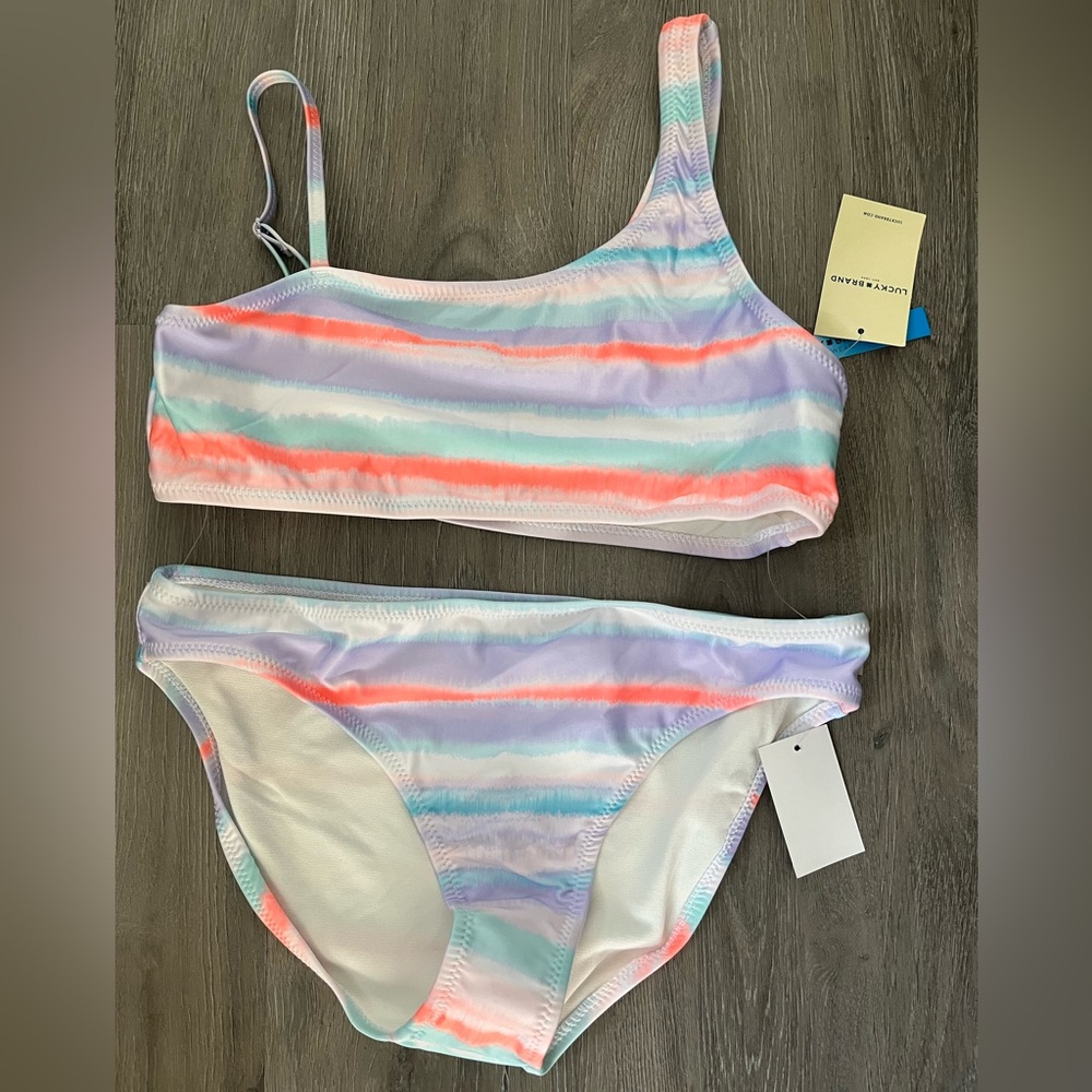 Lucky Brand Colorful Striped Kids Swim Set NWT
